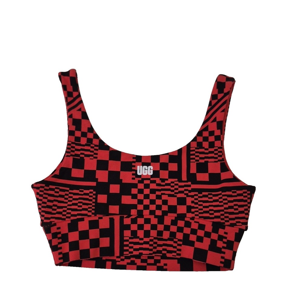 Ugg‎ Bralette Womens XS Red/Black Geometric Organic Cotton Stretch Zayley NEW - Picture 2 of 8